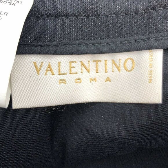 Valentino Roma Women's Size 42/6 Black Wool Blend Peplum Swing Skirt Metallic - Picture 4 of 10